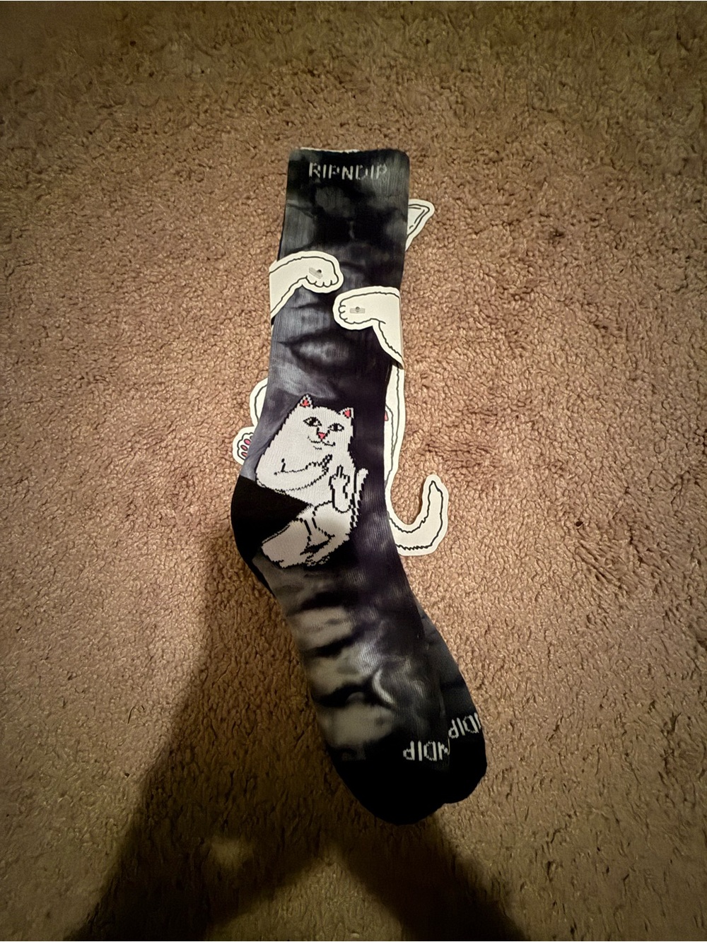 Ripndip Black & White Lord Nermal Tie-Dye Cat Socks
